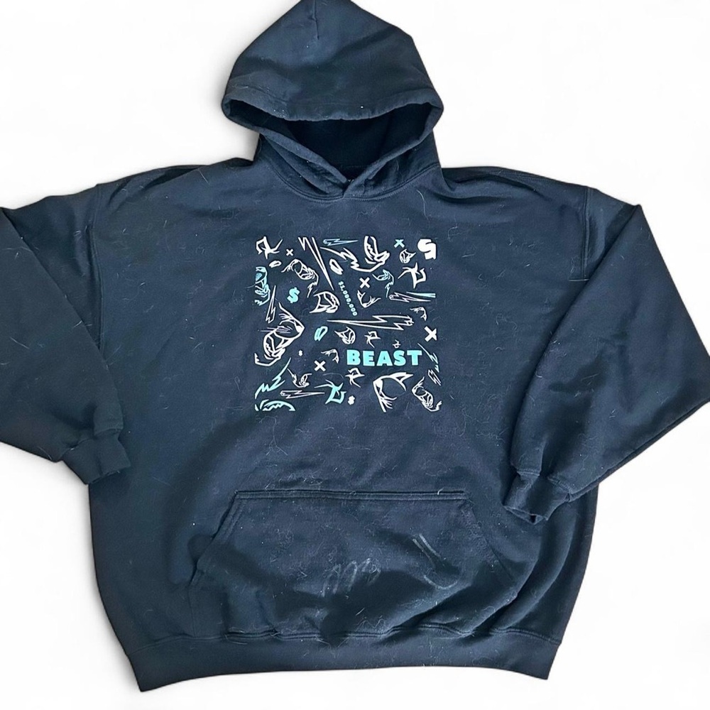 Rare!! Mr. Beast Signed Limited edition Black graphic Print  Hoodie sweatshirt